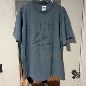 Driven Christian tee, faded and distressed, in a unique blue and grey colourway